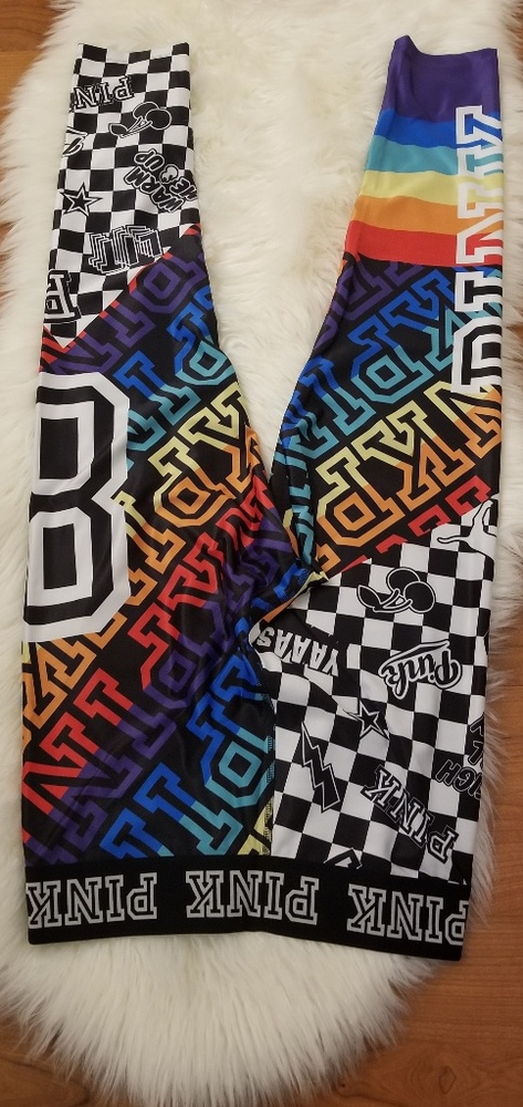 VS pink leggings in online plastic bag.